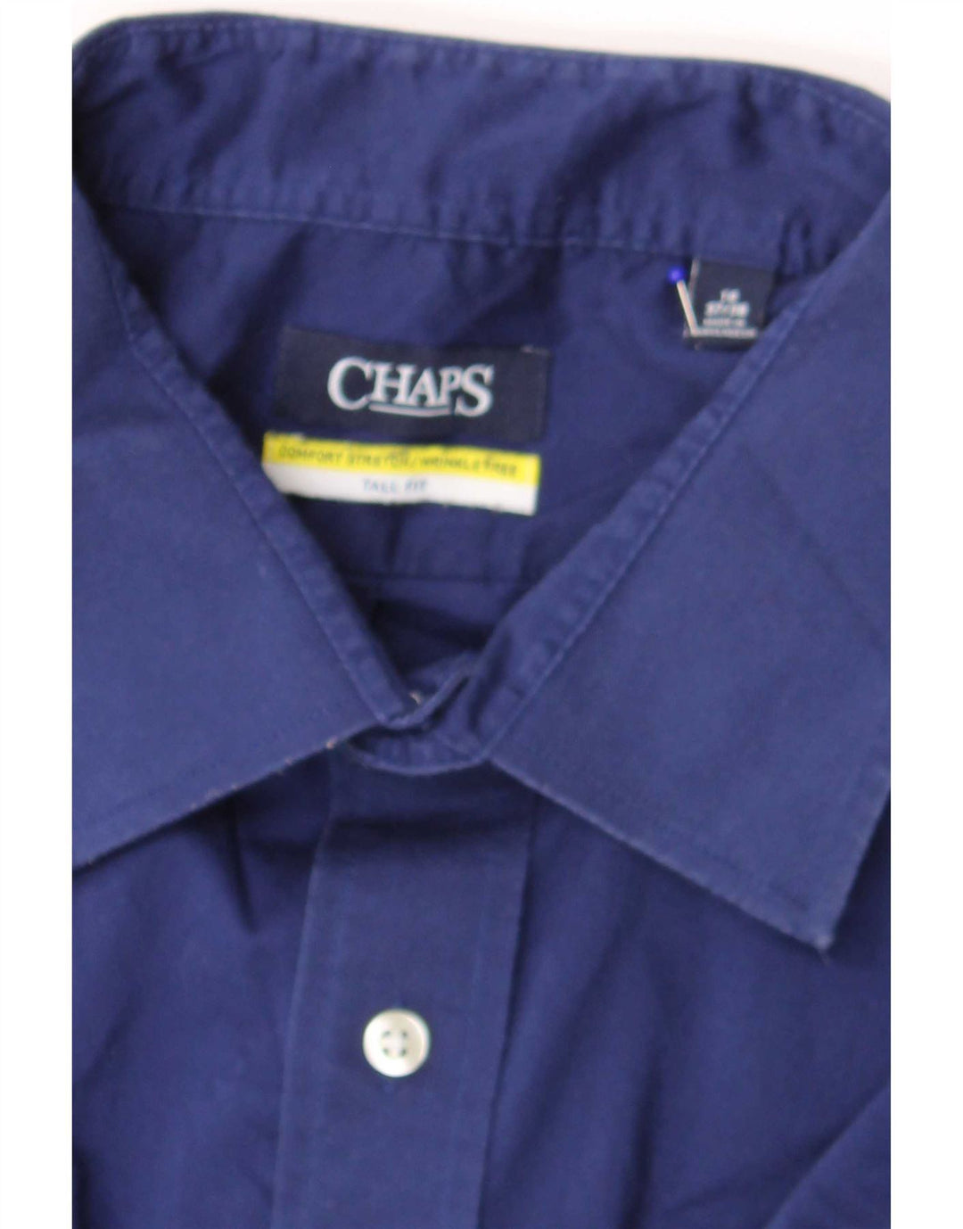 Chaps Mens Tall Shirt Size 18 2XL Blue Cotton