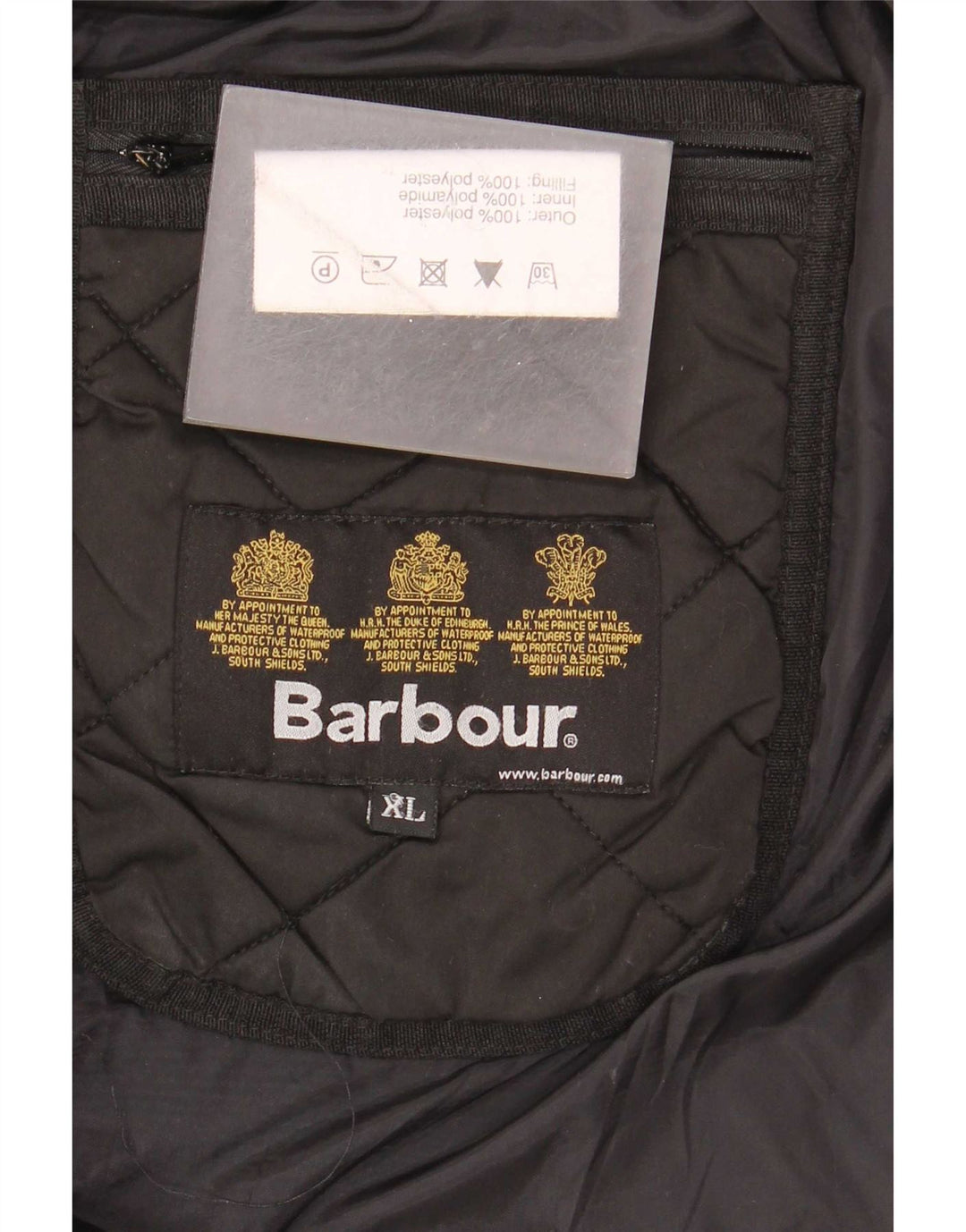 Jaqueta acolchoada masculina Barbour UK 42 XL poliéster preto