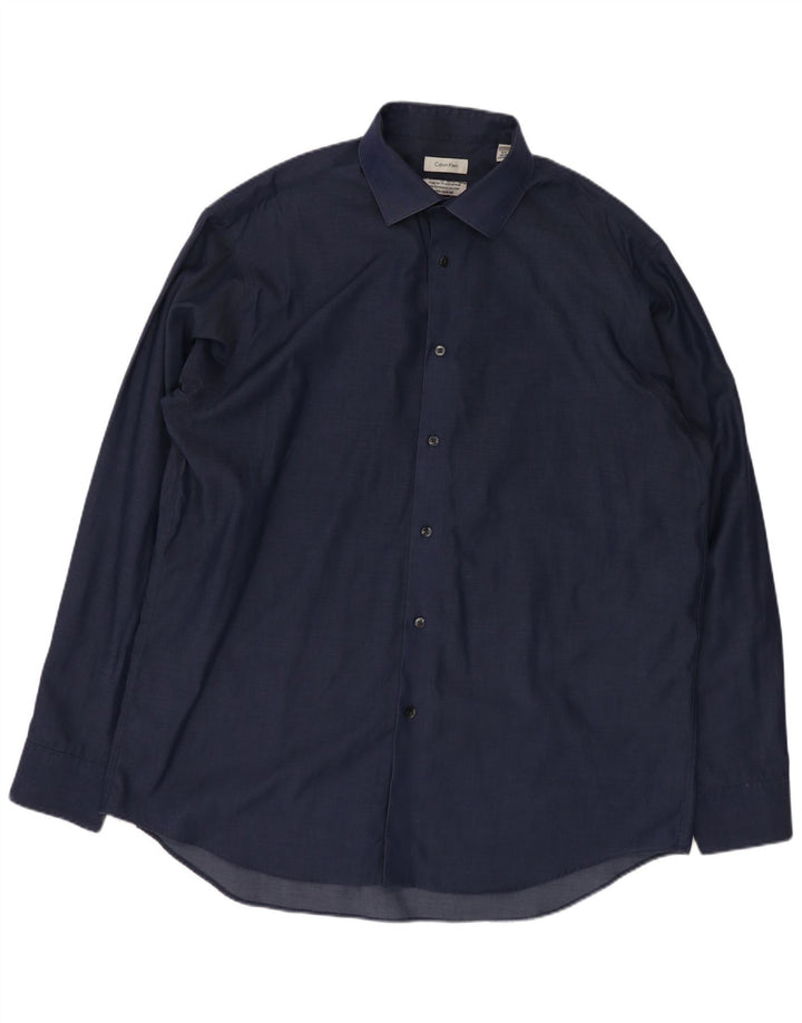 Calvin Klein Mens Regular Fit Shirt Size 16 1/2 Large Navy Blue
