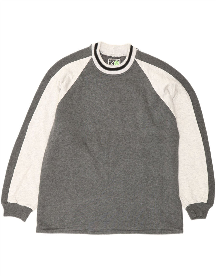 Felpa da uomo vintage maglione grande acrilico color block grigio