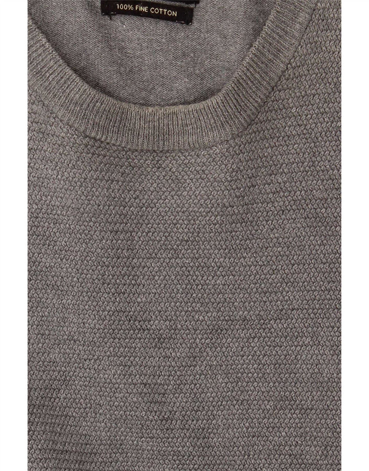 Zara Pull Col Rond Homme Gris Moyen Coton