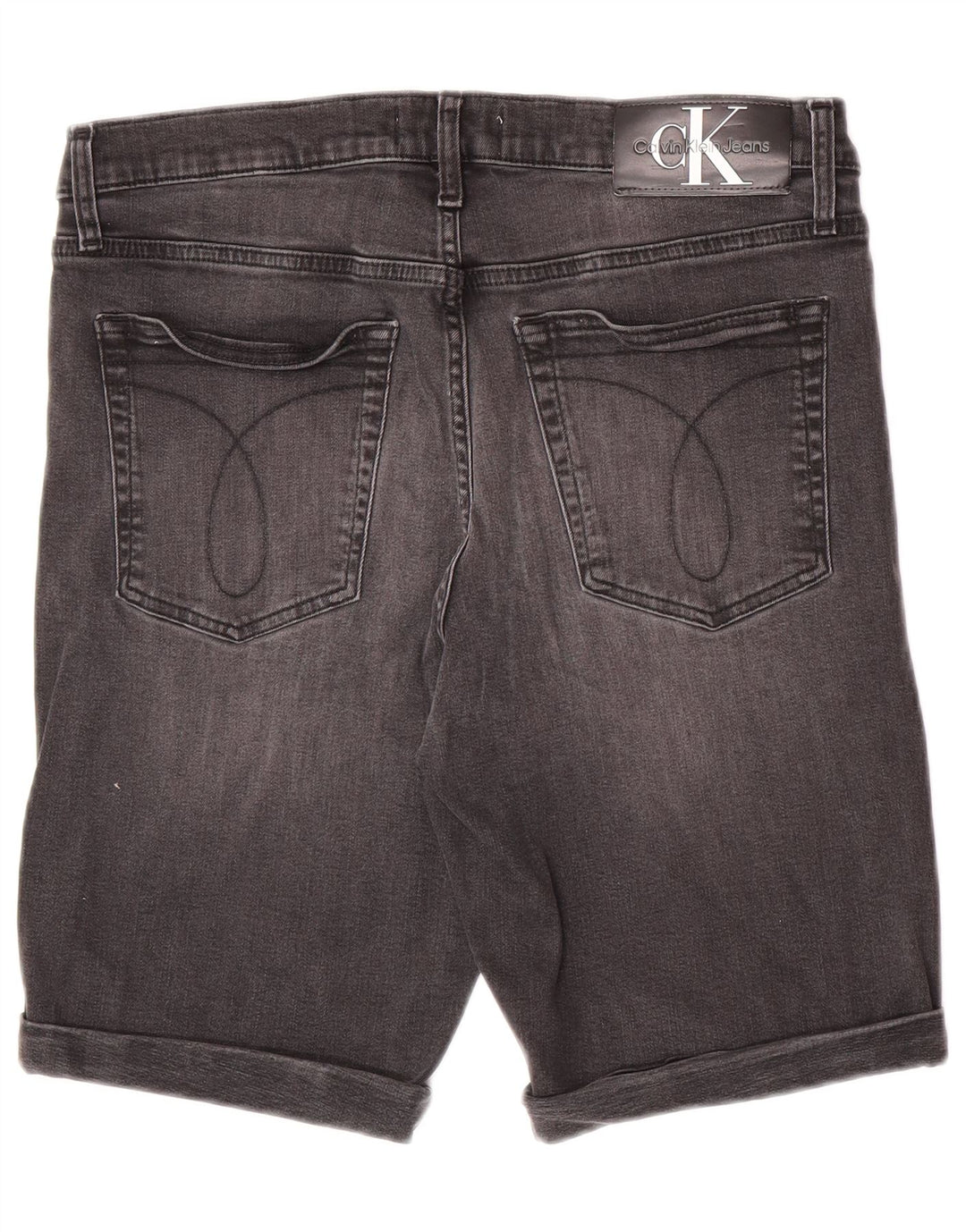 Calvin Klein Mens Slim Denim Shorts W33 Medium Grey Cotton