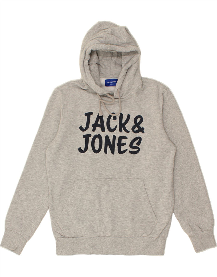 JACK & JONES Mens Graphic Hoodie Jumper Medium Grey Cotton Vintage Jack & Jones and Second-Hand Jack & Jones from Messina Hembry 