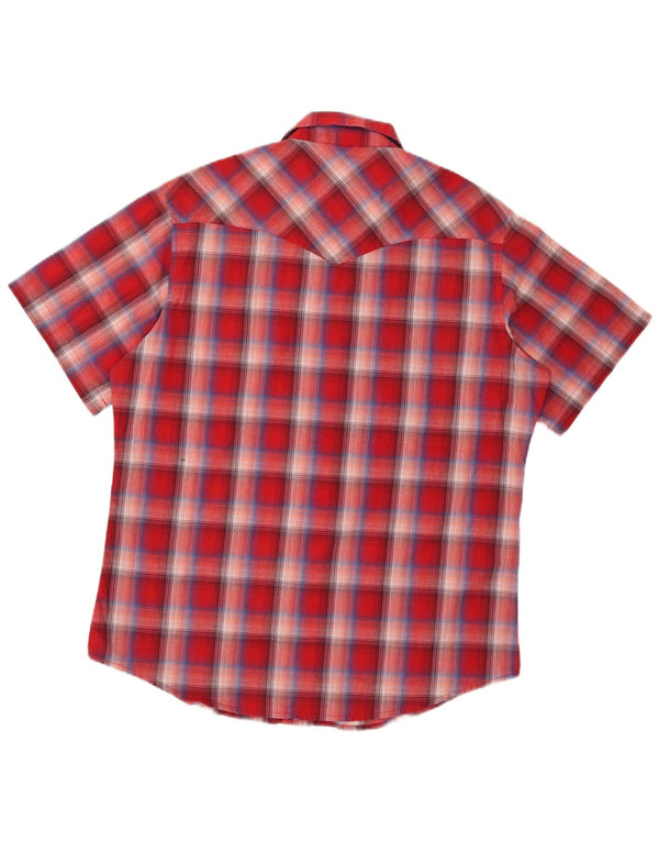 Wrangler Mens Short Sleeve Shirt Large Red Check Cotton