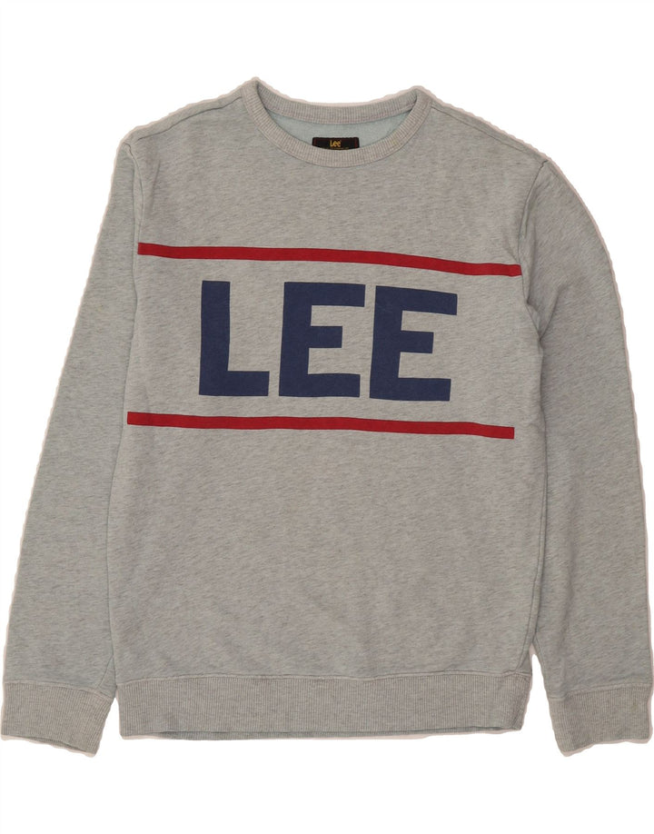 LEE Womens Oversized Graphic Sweatshirt Jumper UK 10 Small Grey Cotton Vintage Lee and Second-Hand Lee from Messina Hembry 