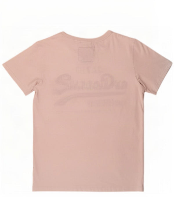 Superdry Damen-T-Shirt mit klassischer Passform, Grafik, UK 12, mittelweiße Baumwolle