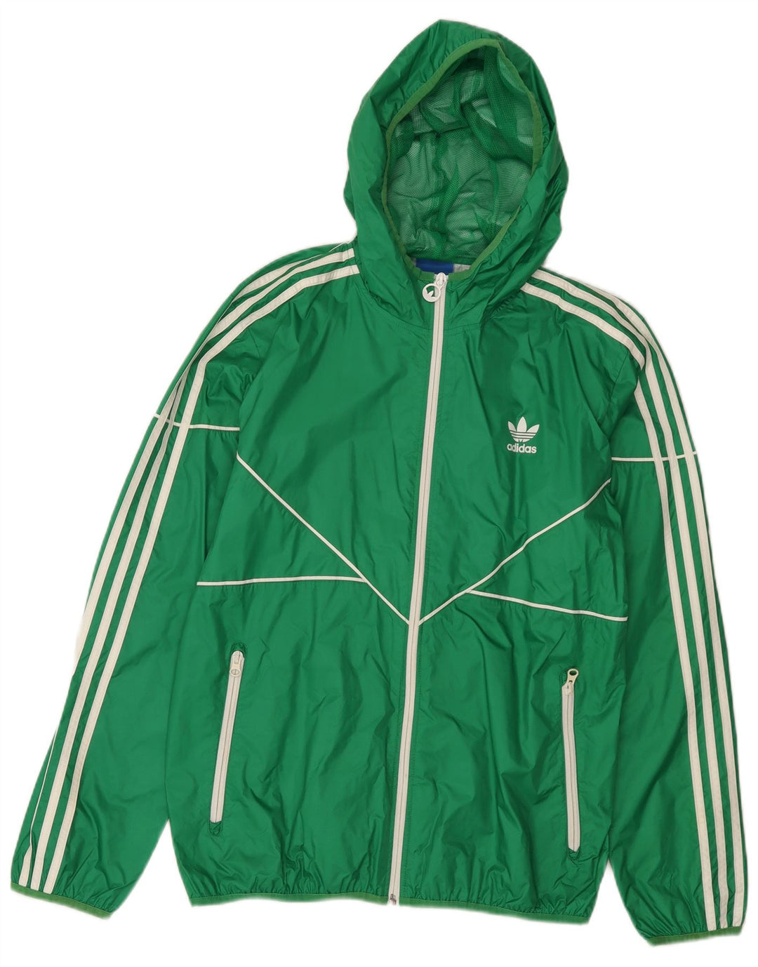 Adidas Mens Hooded Rain Jacket UK 38 Medium Green Nylon
