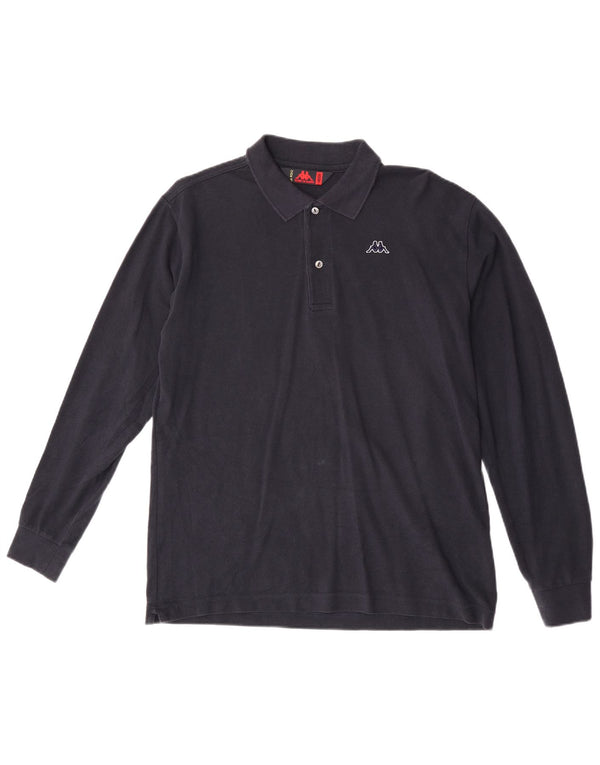 Kappa Mens Long Sleeve Polo Shirt Medium Navy Blue Cotton