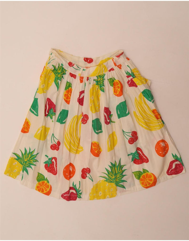 Vintage Womens Graphic A-Line Skirt W29 Medium  White