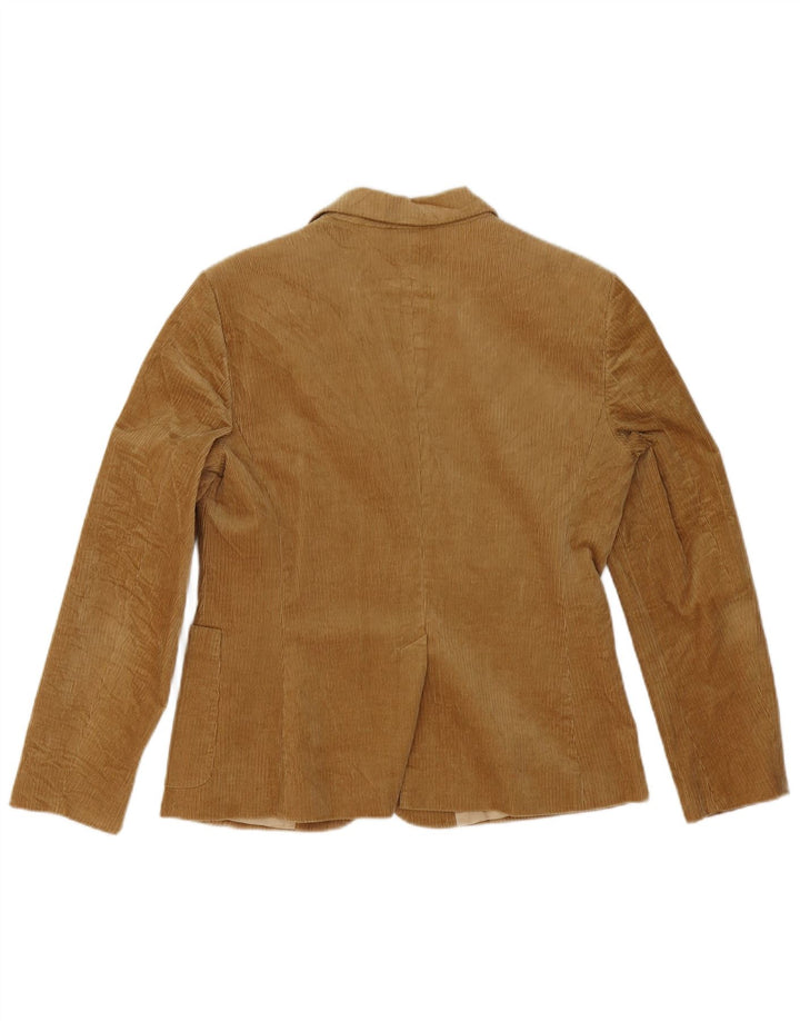 Benetton Womens 3 Button Corduroy Blazer Jacket IT 46 Large Brown Cotton