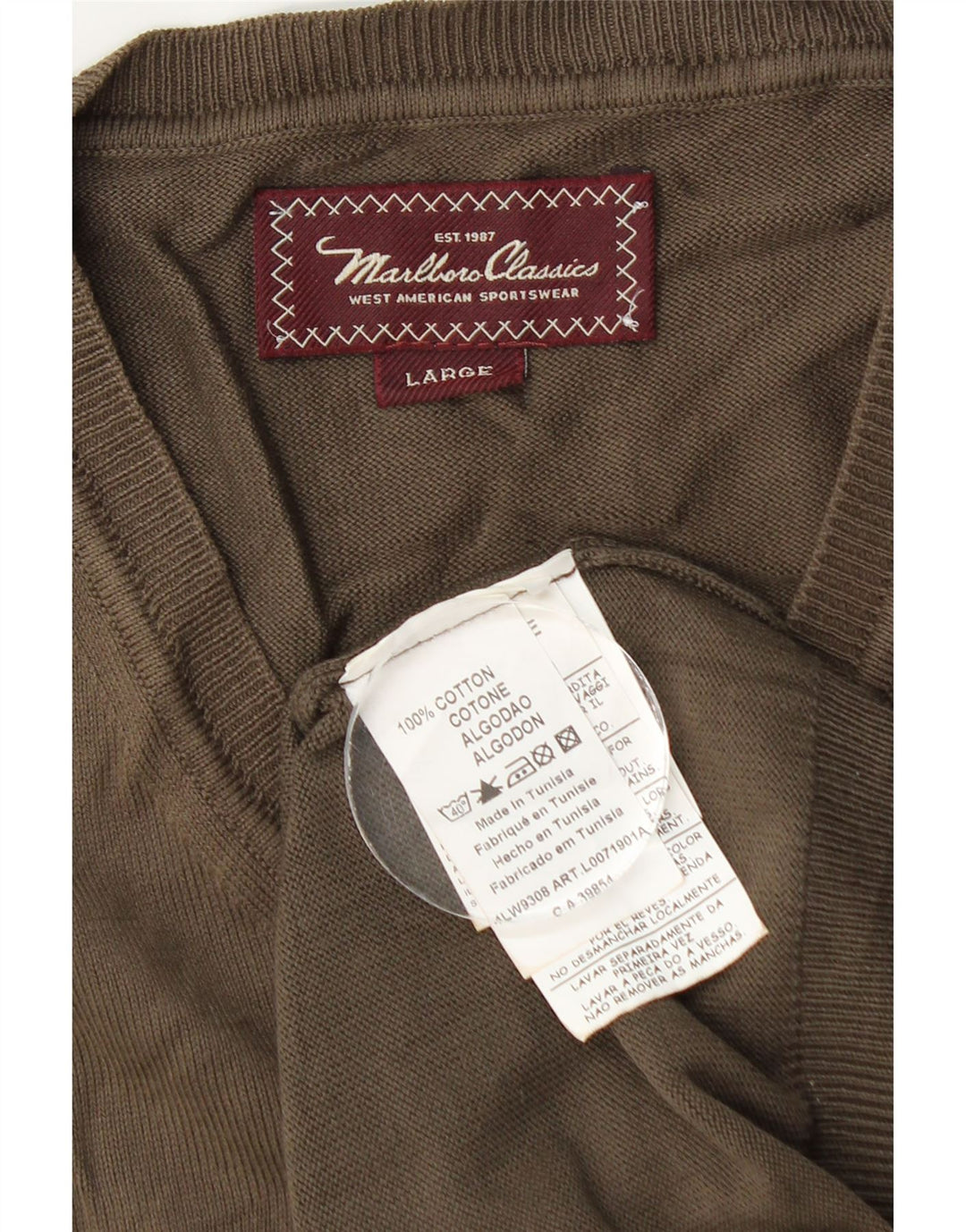 Marlboro Classics Mens Vest Tank Top Large Brown Cotton