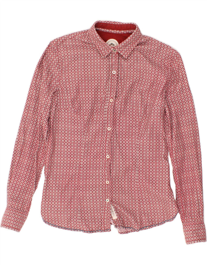GANESH Womens Oversized Shirt US 1 2XS Red Geometric Cotton Vintage Ganesh and Second-Hand Ganesh from Messina Hembry 