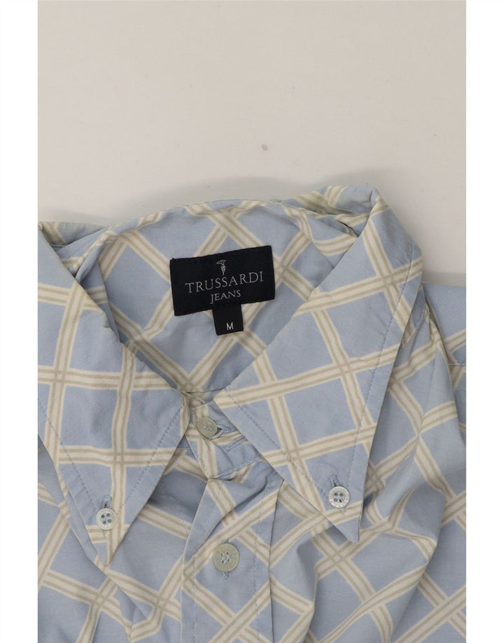 TRUSSARDI JEANS Mens Shirt Medium Blue Check Vintage Trussardi Jeans and Second-Hand Trussardi Jeans from Messina Hembry 