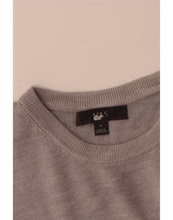 Marks & Spencer Herren-Pullover mit Rundhalsausschnitt, mittelgraues Acryl