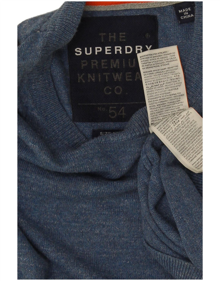 Superdry Mens Crew Neck Jumper Sweater Medium Blue Cotton