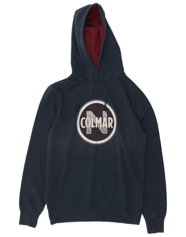 Colmar Mens Graphic Hoodie Jumper Small Navy Blue Cotton
