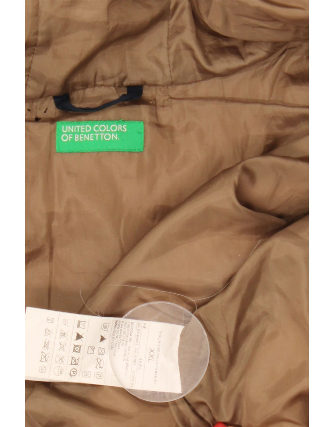 Benetton Womens Hooded Padded Jacket UK 20 2XL Navy Blue Polyester