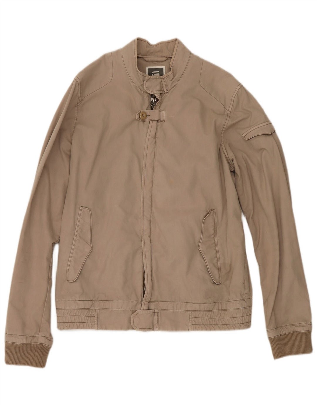 G-Star Mens Bomber Jacket UK 40 Large Beige Cotton