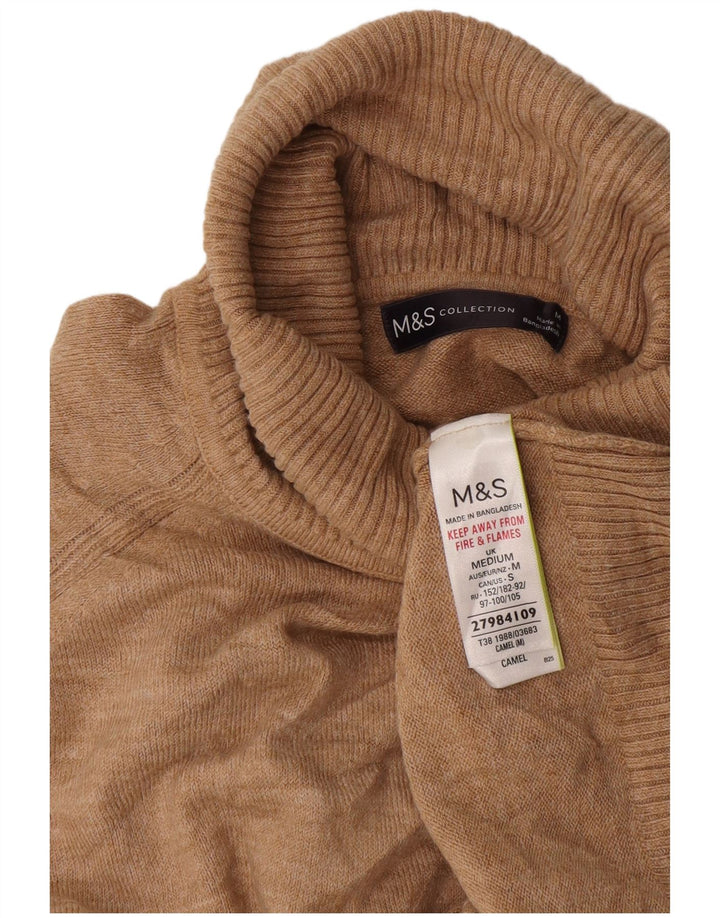 Maglione maglione a collo alto da donna Marks & Spencer UK 14 Acrilico beige medio