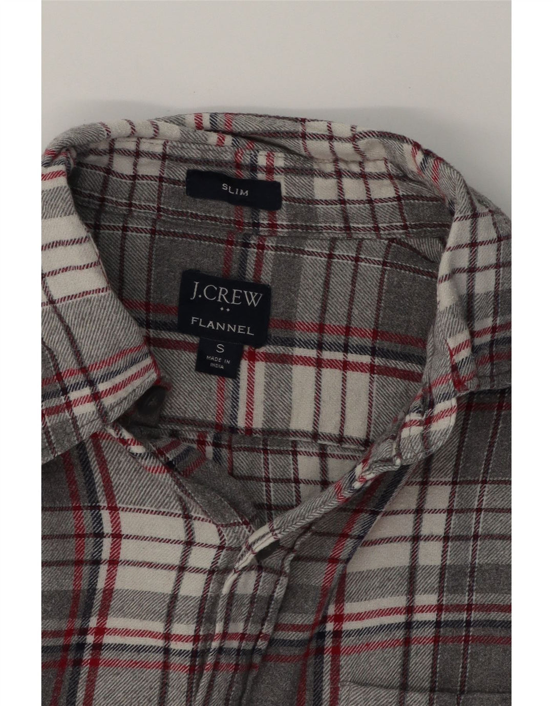 J. CREW Mens Slim Flannel Shirt Small Grey Check Cotton Vintage J. Crew and Second-Hand J. Crew from Messina Hembry 