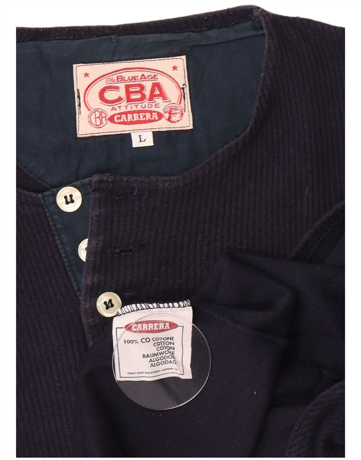 Carrera Mens Top Long Sleeve Large Navy Blue Cotton