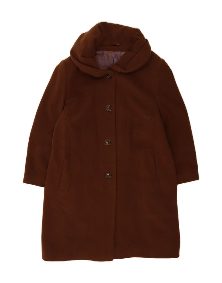 ATELIER Womens Overcoat UK 24 4XL Brown Virgin Wool Vintage Atelier and Second-Hand Atelier from Messina Hembry 