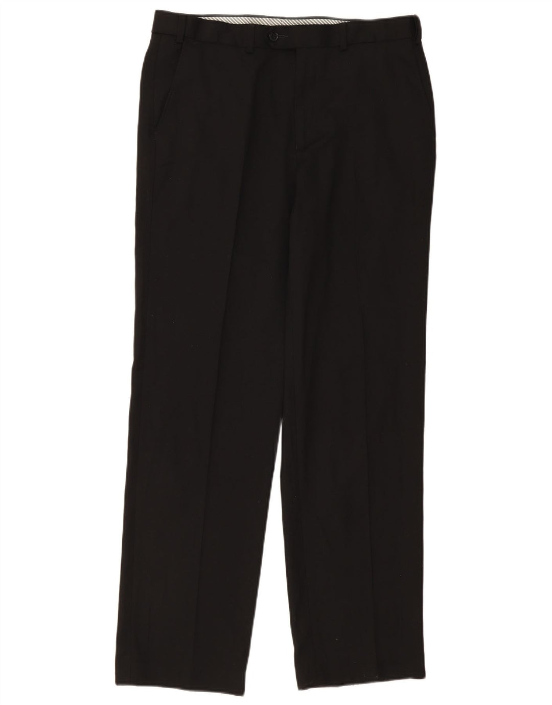 Calça masculina de terno reto Marks & Spencer W34 L33 poliéster preto