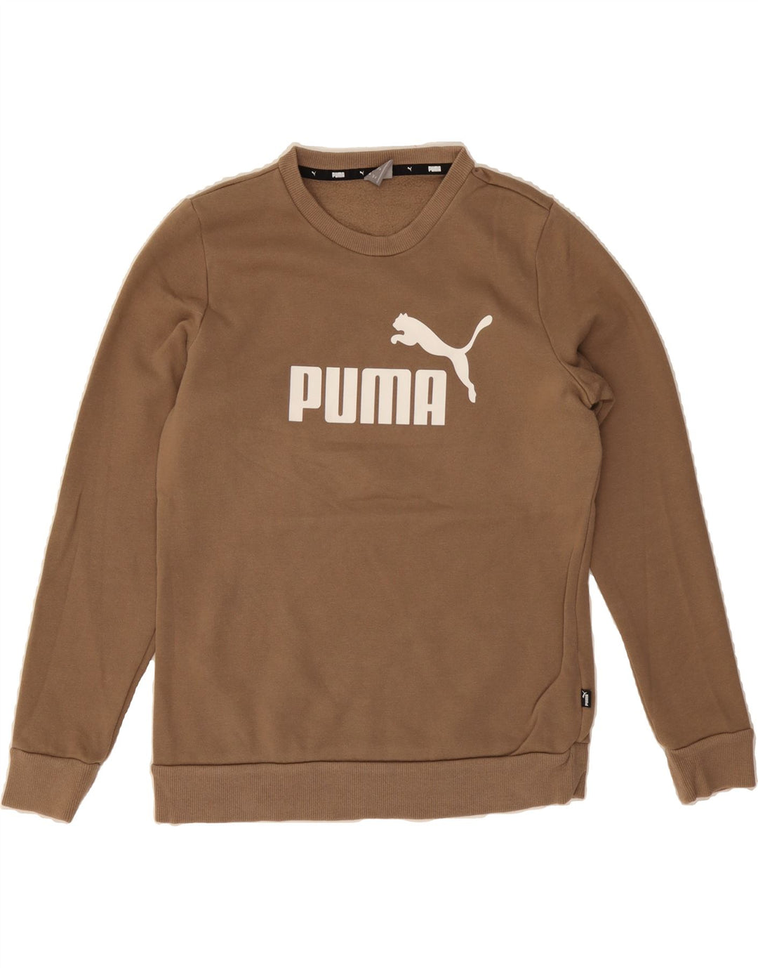 PUMA Womens Graphic Sweatshirt Jumper UK 14 Medium Brown Cotton Vintage Puma and Second-Hand Puma from Messina Hembry 