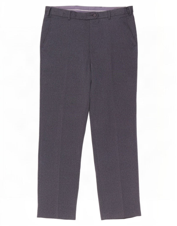 Pantaloni da abito regolari da uomo Marks & Spencer W36 L33 blu a spina di pesce