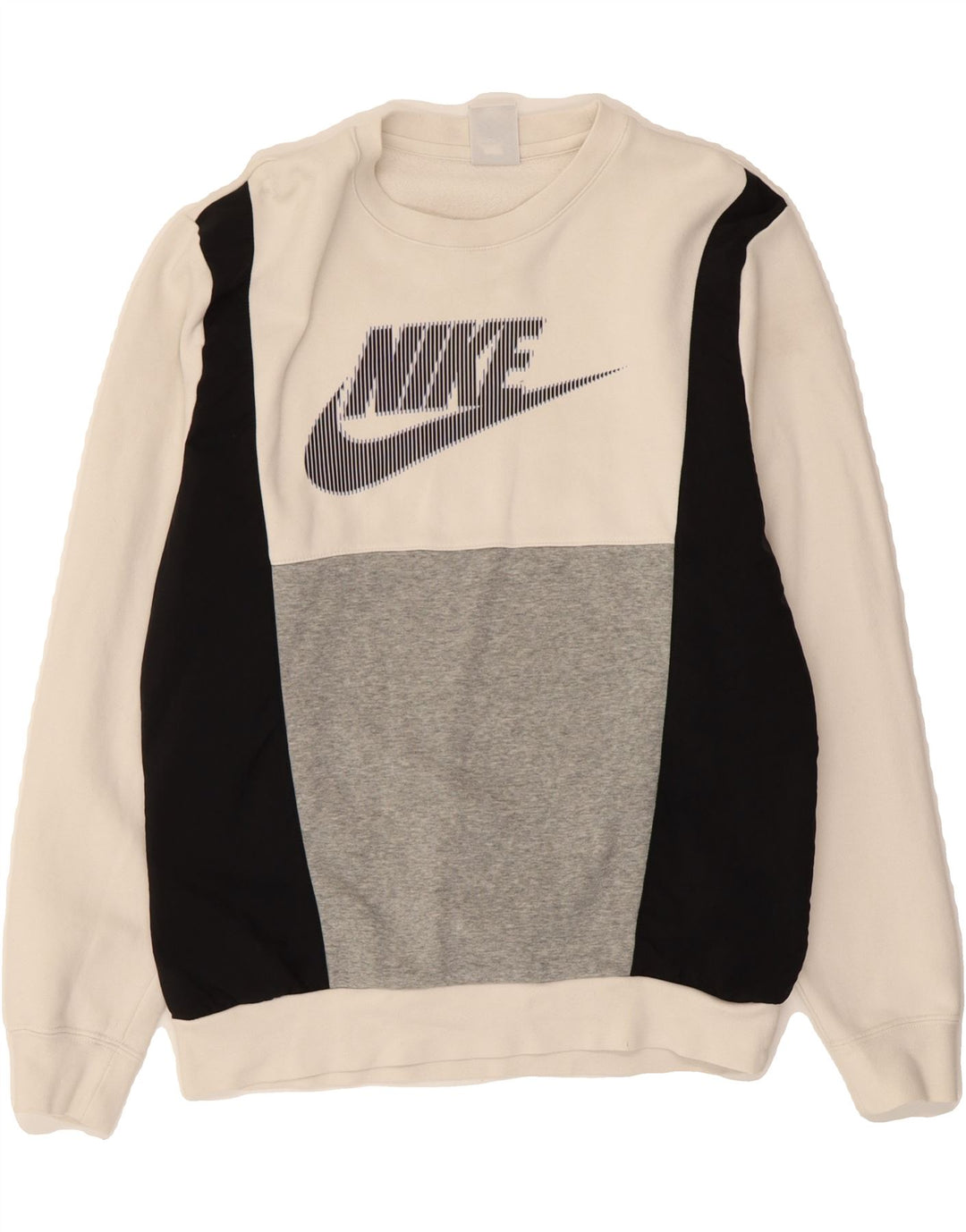 NIKE Mens Graphic Sweatshirt Jumper Small White Colourblock Cotton