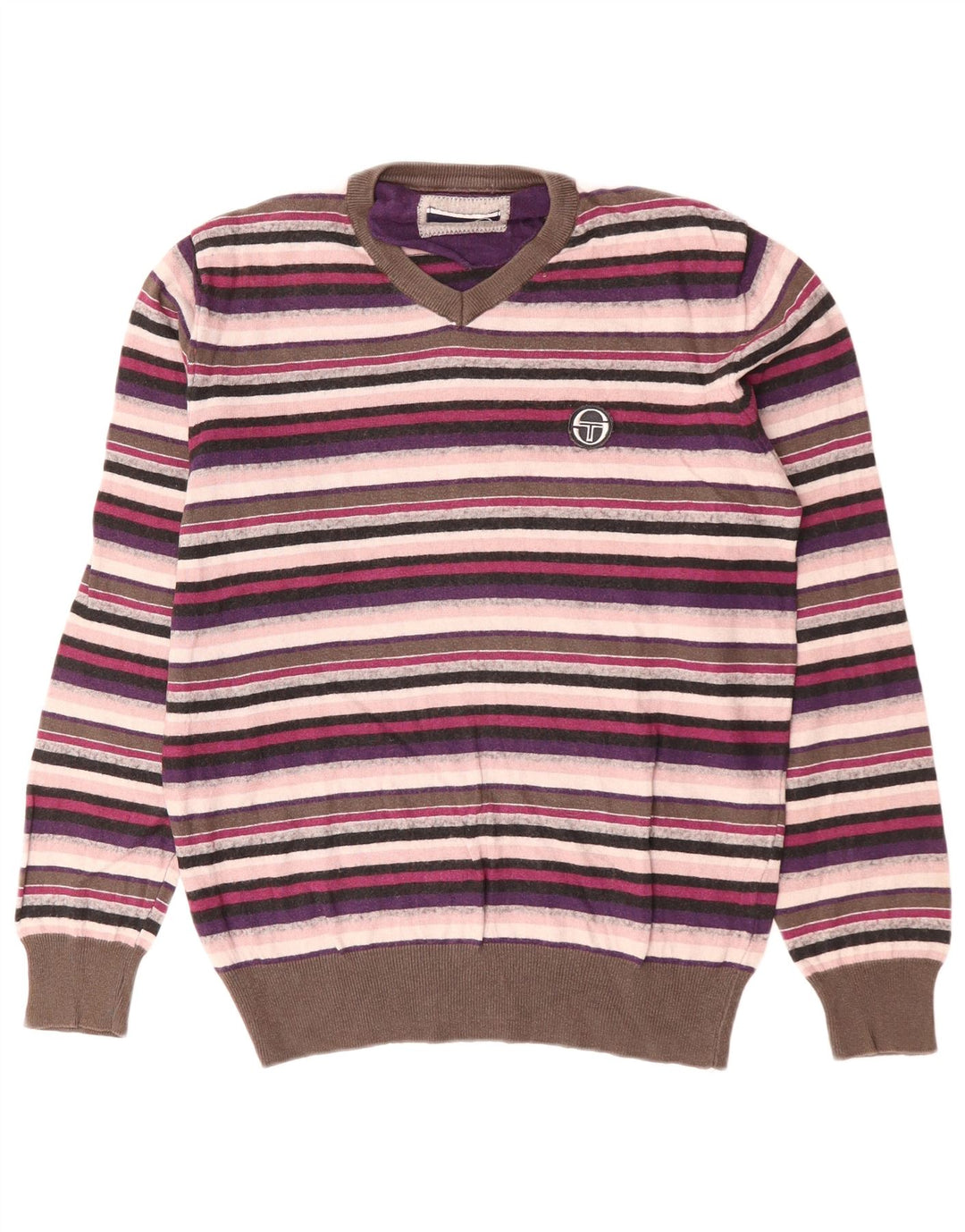 SERGIO TACCHINI Womens V-Neck Jumper Sweater UK 14 Medium Multicoloured