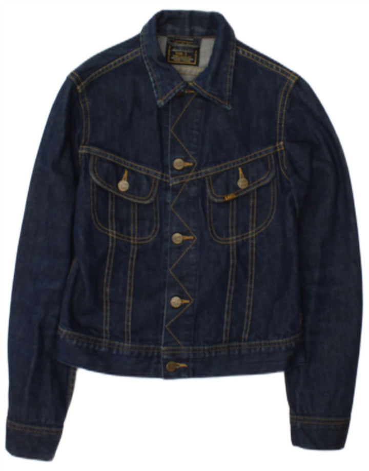 Lee Womens Denim Jacket UK 10 Small Navy Blue Cotton