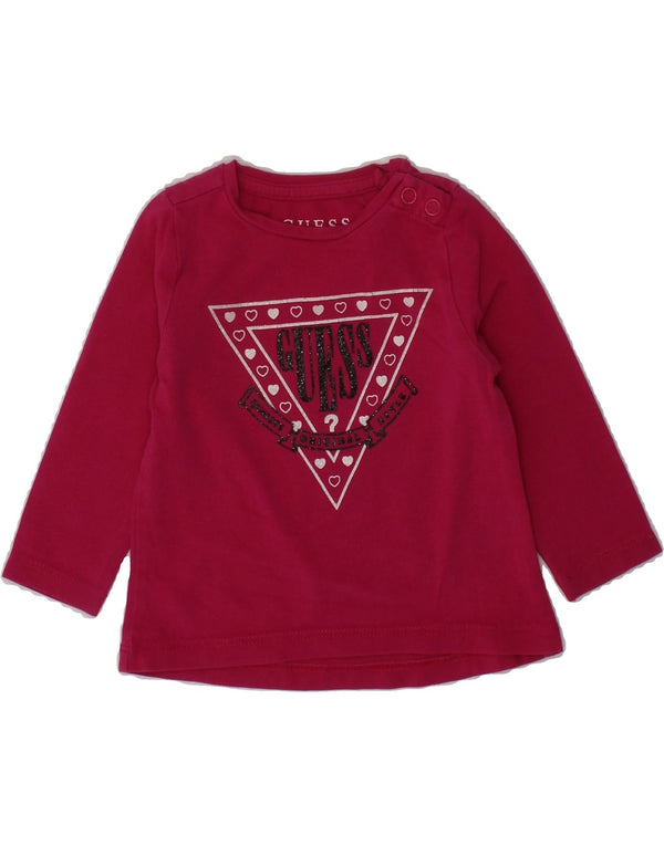 GUESS Baby Girls Graphic Top Long Sleeve 3-6 Months Pink Cotton