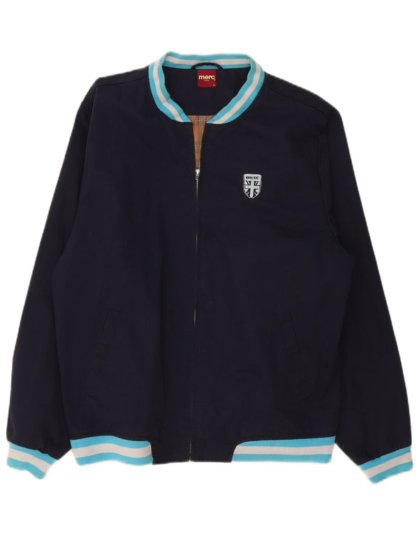 Merc Herre Bomber Jacket UK 42 XL Navy Blue Colourblock Cotton