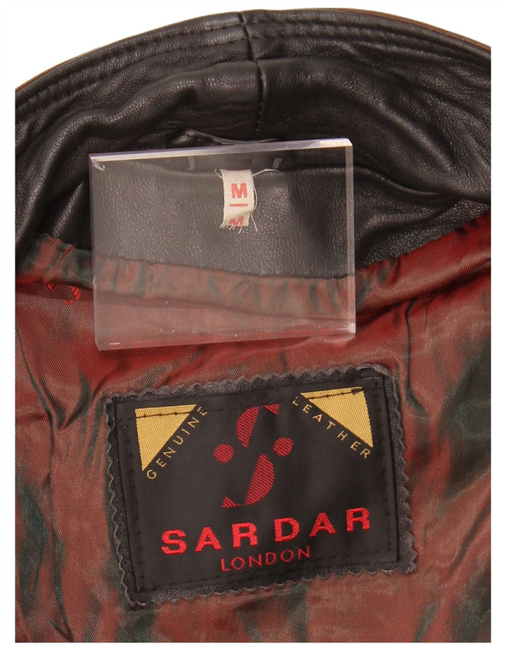 SARDAR Womens London Oversized Leather Coat UK 14 Medium Brown Leather