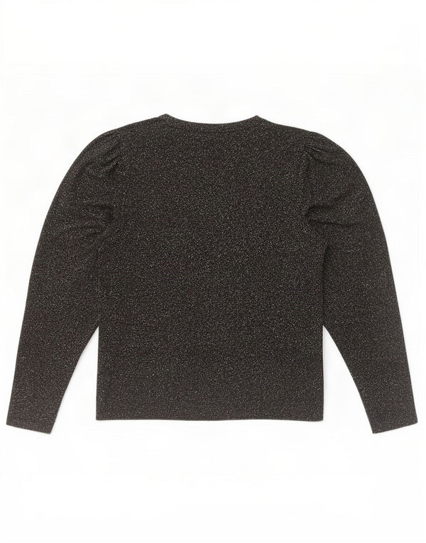 Zara Damen Top Langarm UK 12 Medium Schwarz