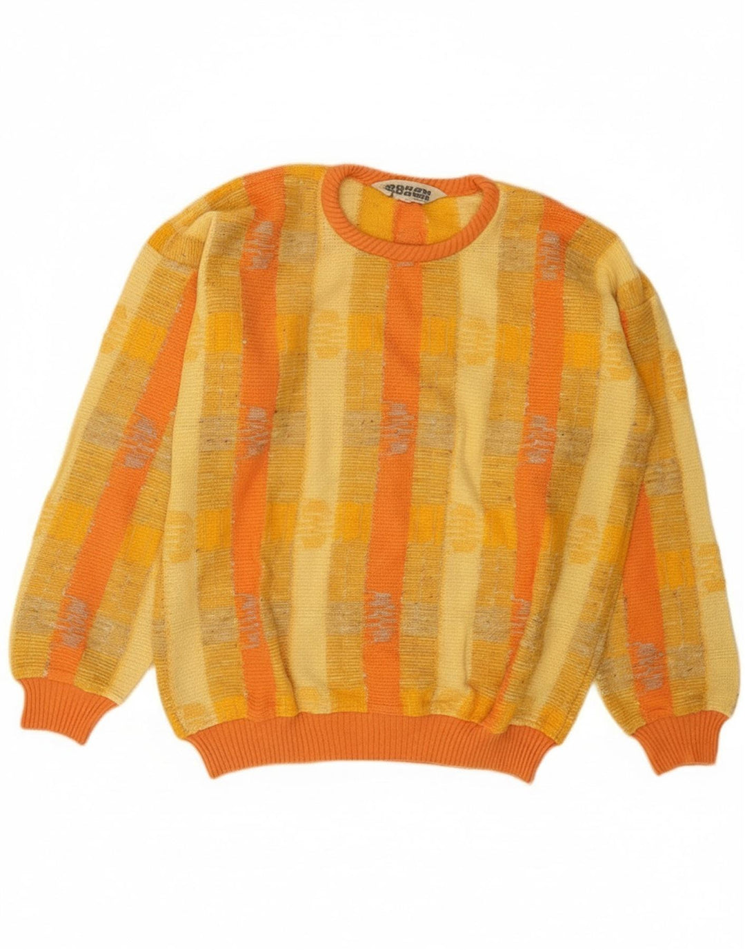 Boxer Mens Crew Neck Jumper Sweater Medium Yellow Striped Cotton