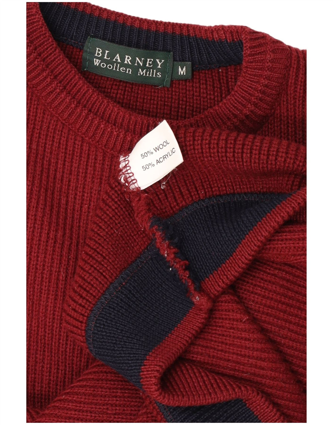 Blarney Mens Crew Neck Jumper Sweater Medium Burgundy Wool
