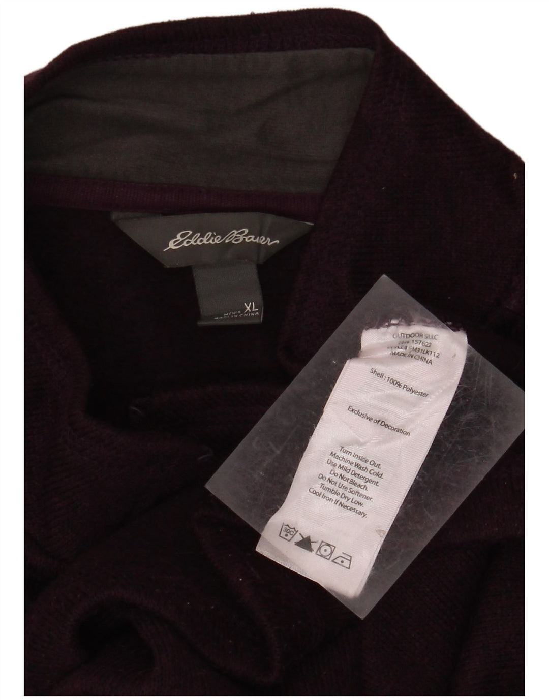 EDDIE BAUER Mens Zip Neck Sweatshirt Jumper XL Purple Flecked Polyester