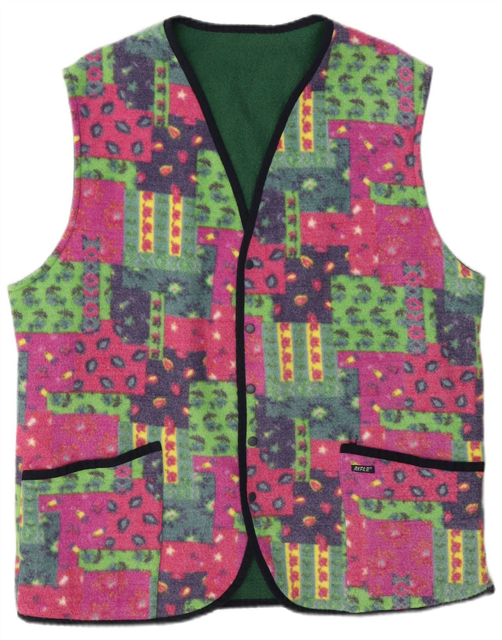 Rifle Mens Reversible Fleece Gilet UK 40 Large Multicoloured Patchwork