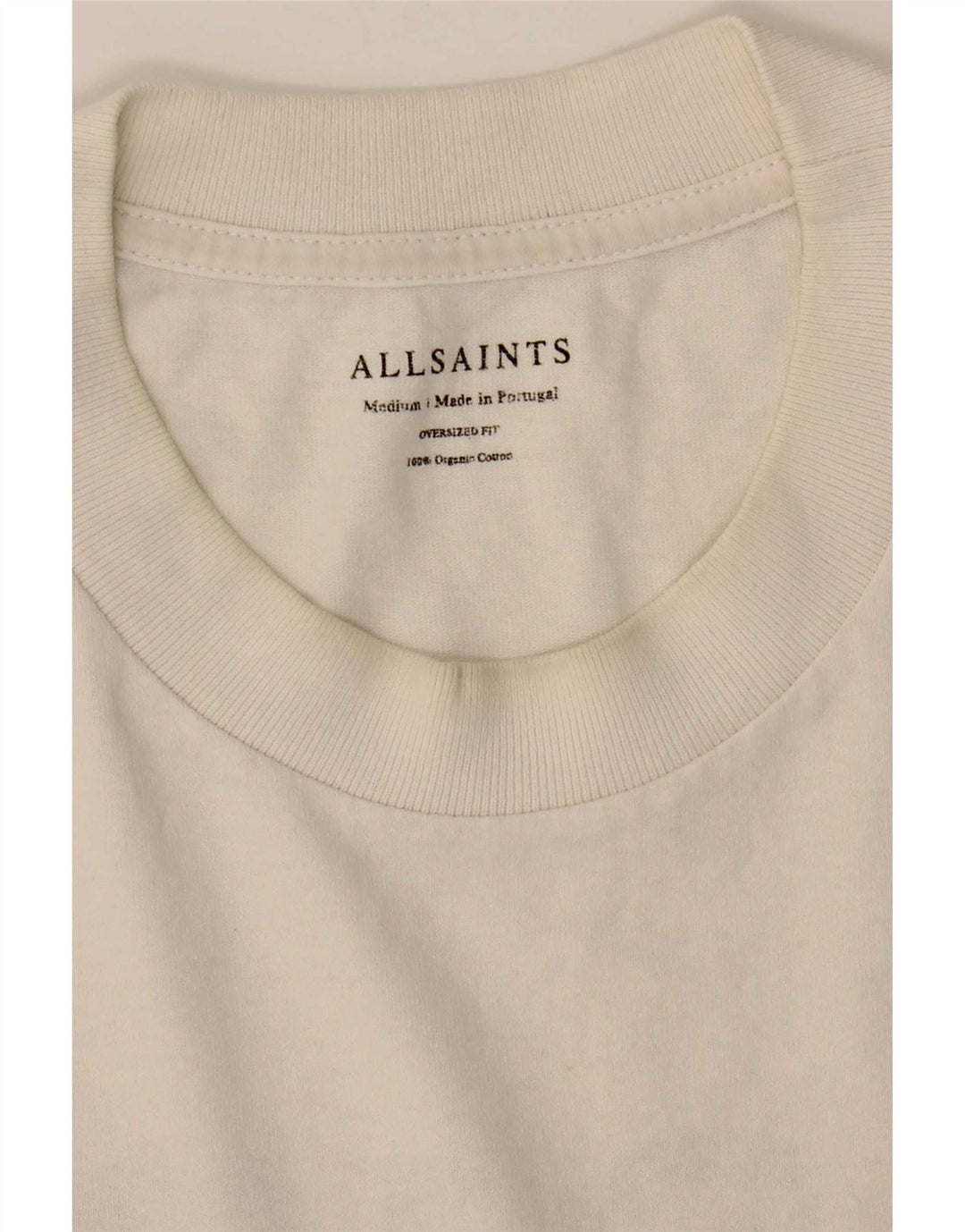 All Saints Herre Oversized grafisk T-shirt Top Medium Hvid Bomuld