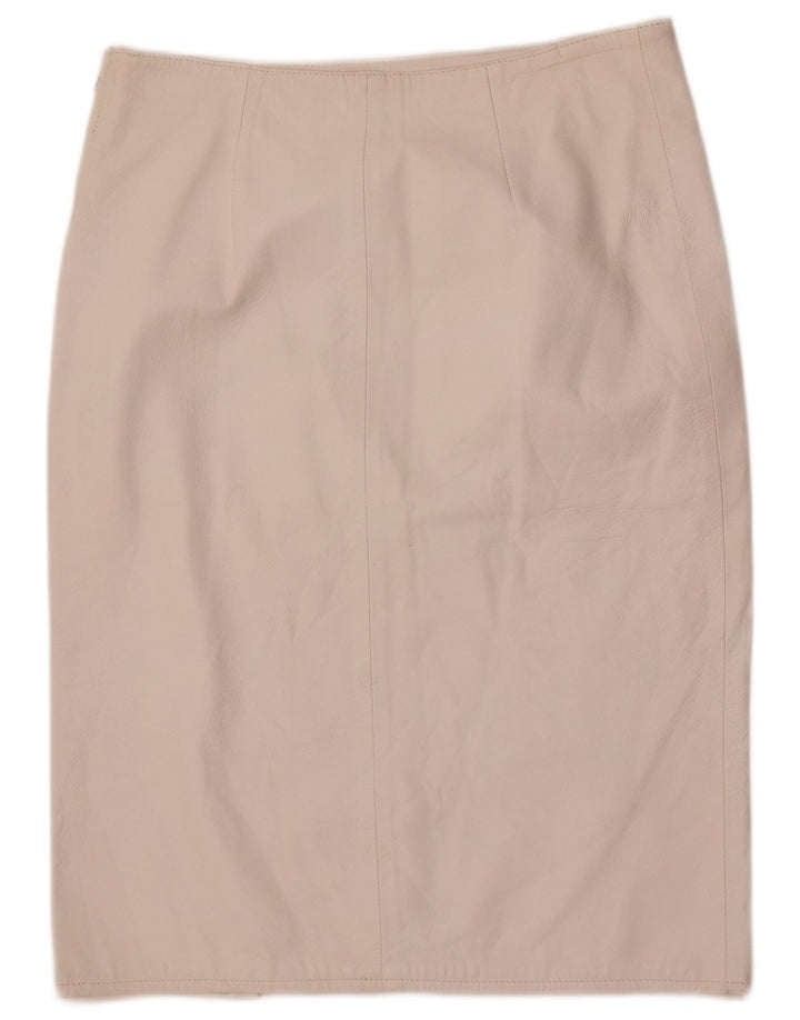 Vintage Womens Leather Skirt IT 48 XL W32  White