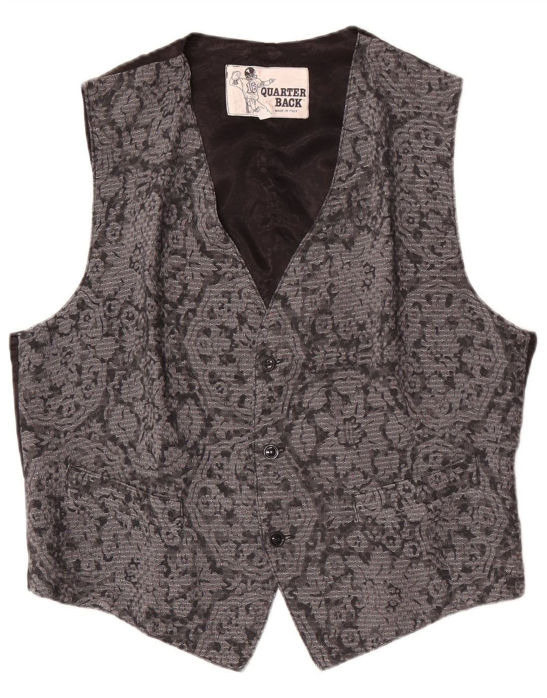 Vintage Mens Waistcoat Large Grey Floral