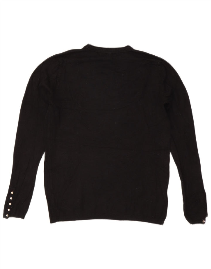 Zara Womens Crew Neck Jumper Sweater UK 12 Medium Black