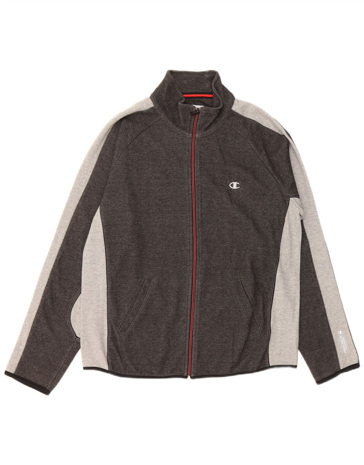 CHAMPION Mens Tracksuit Top Jacket Large Grey Cotton