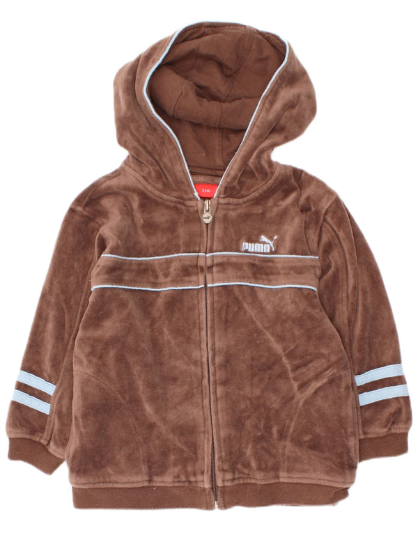 Puma Pull à capuche zippé en velours pour bébé garçon 18-24 mois Marron Colorblock