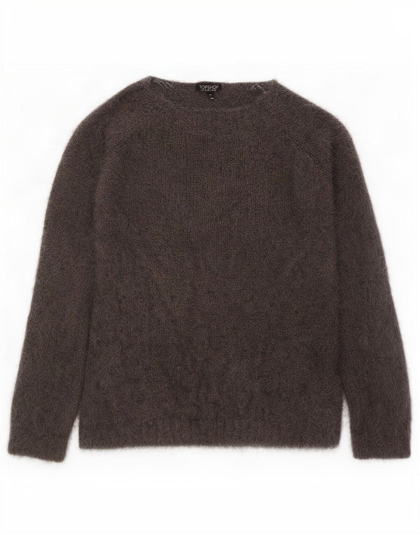 Topshop Maglione da donna oversize con scollo a barca UK 10 Piccolo acrilico grigio