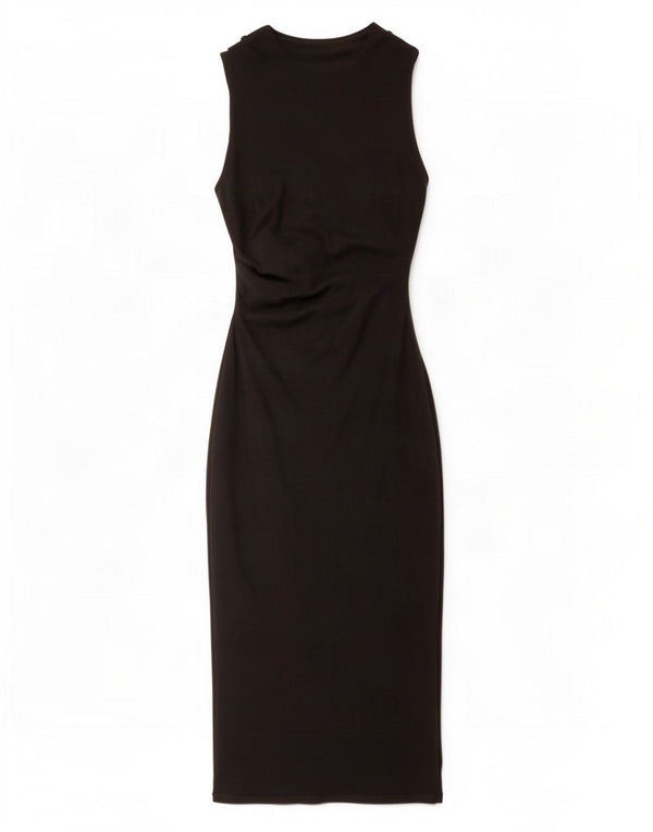 Zara Damen Ärmelloses, schmal geschnittenes, figurbetontes Kleid UK 18 XL Schwarz Baumwolle