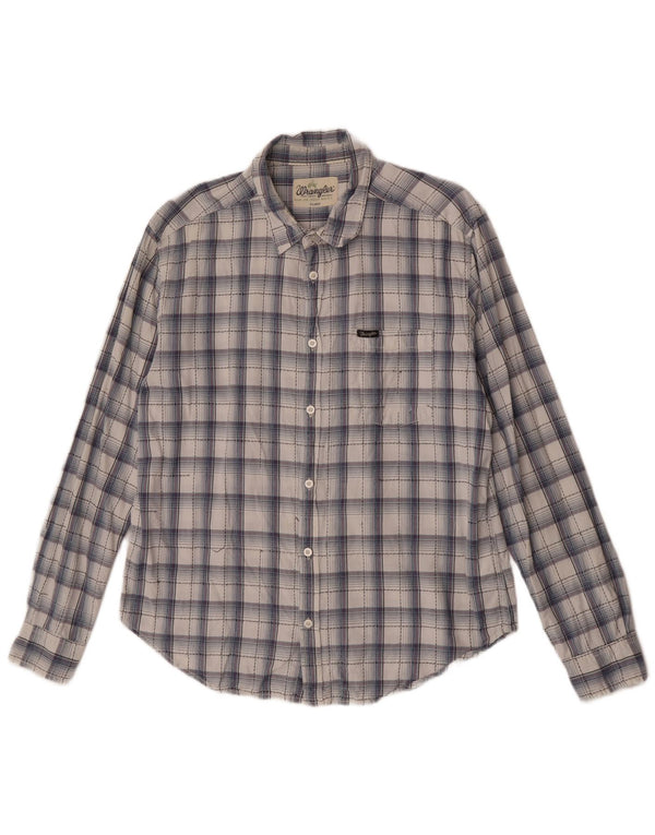 Wrangler herreskjorte XL marineblå ternet bomuld