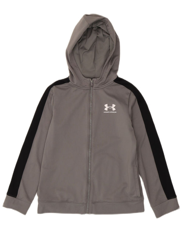 Свитер с капюшоном на молнии для мальчиков Under Armour, 9–10 лет, средний серый цвет с цветными блоками